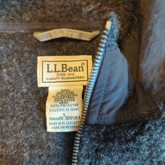 LL Bean Guidepoint Wool Fleece Jacket Mens Large Gray Full Zip - Picture 5 of 7